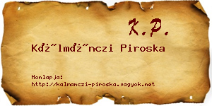 Kálmánczi Piroska névjegykártya
